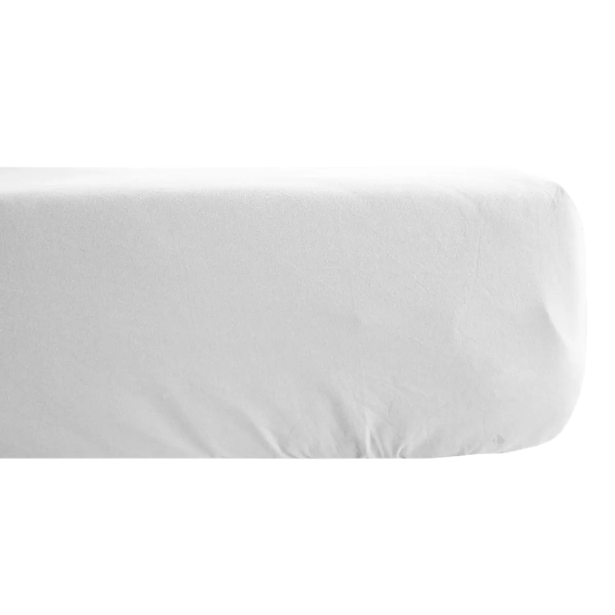 Drap Housse Concerto Satin De Coton 140x200 Cm Bonnet 35 Cm Uni Blanc Neige