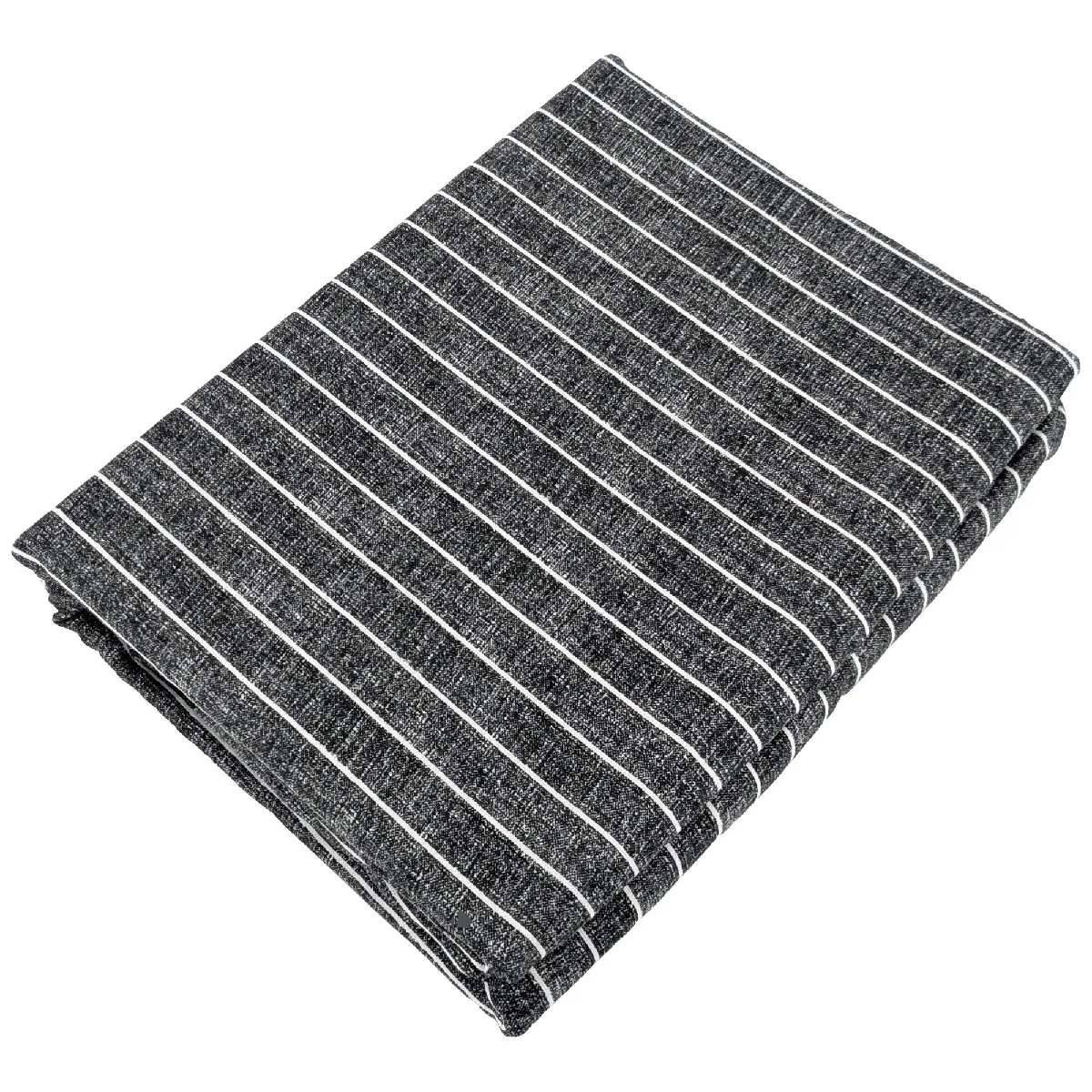 Drap Plat Mousseline De Coton 270x300 Cm Lana À Rayures Noir Caviar
