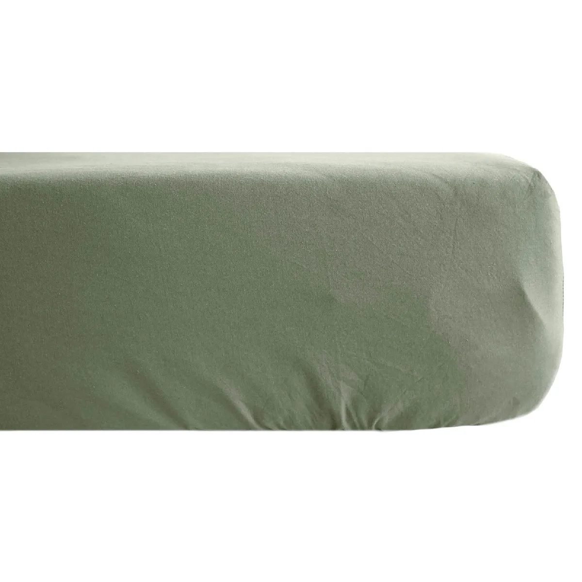 Drap Housse Palace Pur Coton Lavé 200x200 Cm Bonnet 35 Cm Uni Vert Sauge