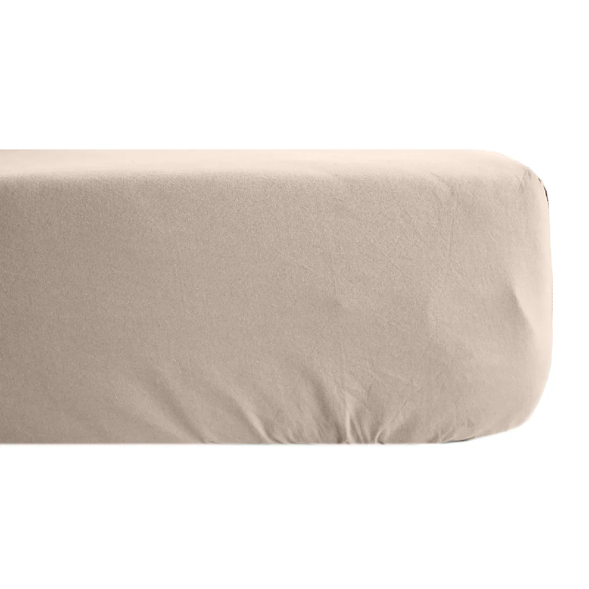 Drap Housse Uni 180x200 Cm Bonnet 40 Cm Percale De Coton Manoir Beige Lin