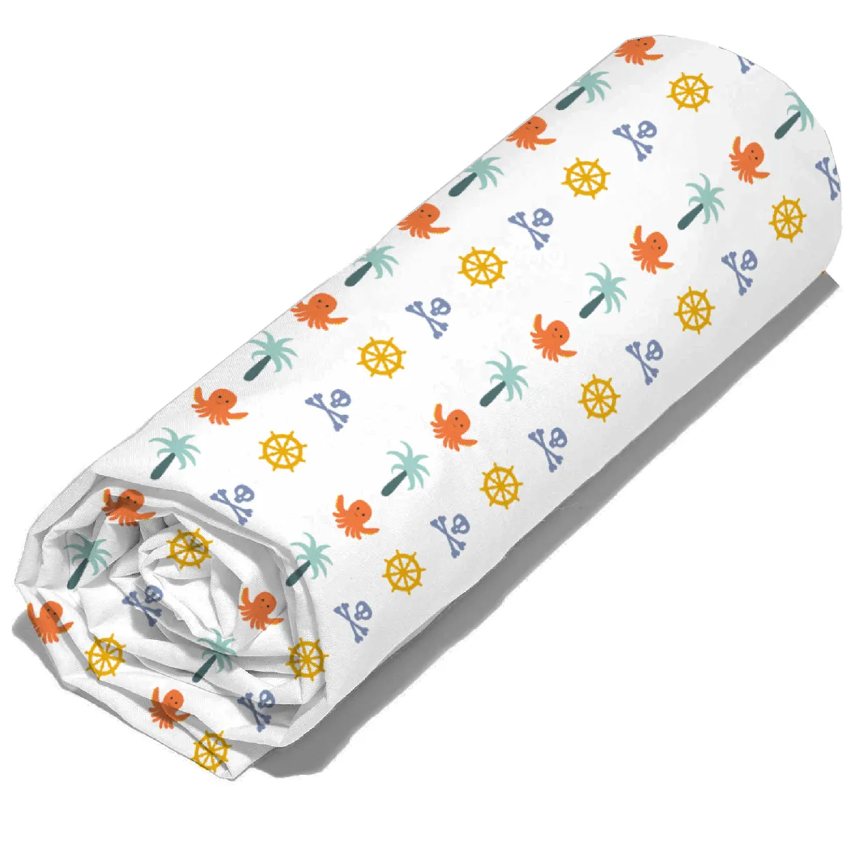 Drap Housse Imprimé 90x190 Cm Coton Caraibes Gris Bonnet 23 Cm