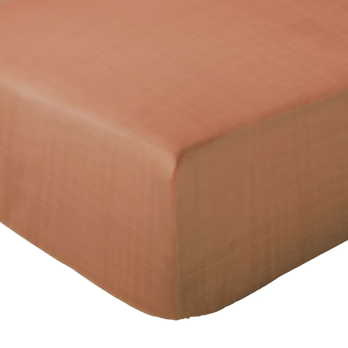 Drap Housse Milos Mousseline De Coton 140x200 Cm Bonnet 30 Cm Uni Marron Cognac