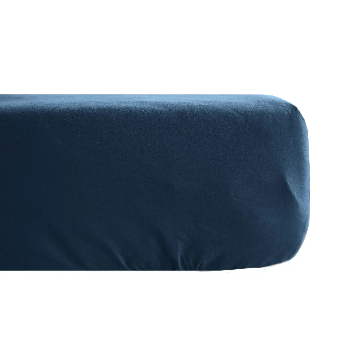Drap Housse Uni 90x190 Cm Bonnet 35 Cm Percale De Coton Manoir Bleu Marine