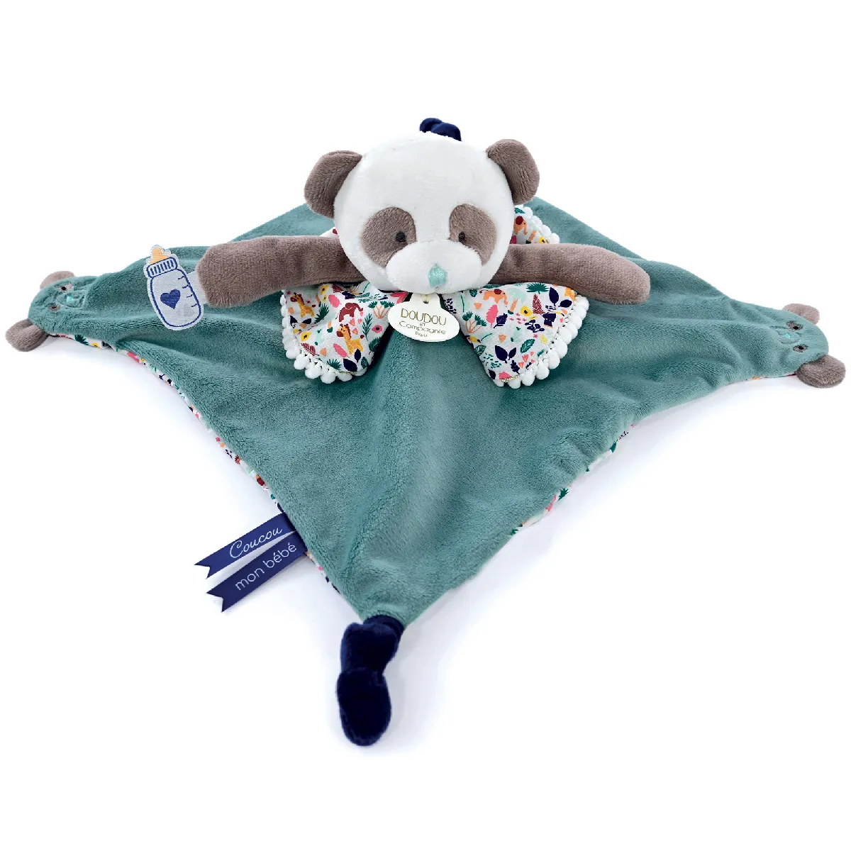 Doudou Marionnette 30 Cm Polyester Les Petits Futés Panda Vert