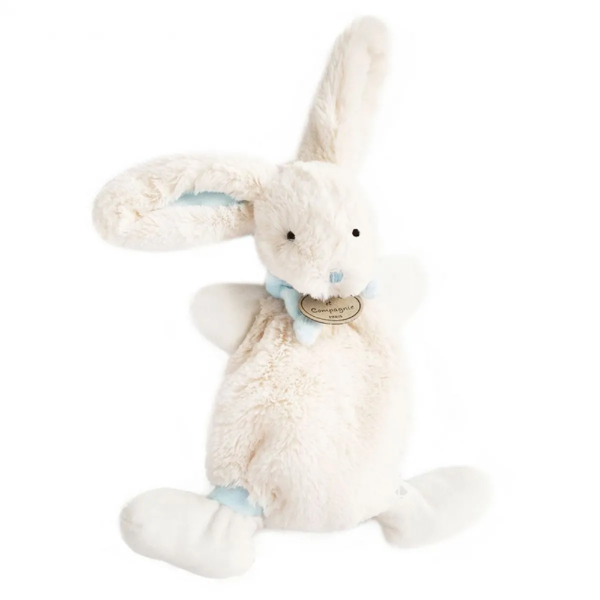 Doudou Lapin Plat 26 Cm Polyester Collection Lapin Bonbon Blanc/bleu