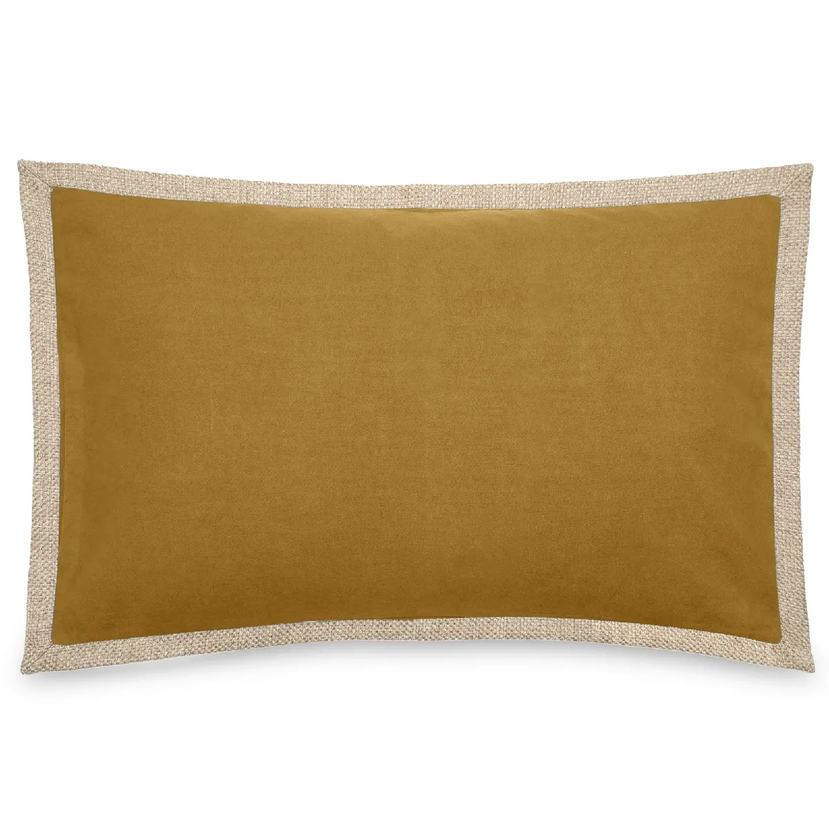 Housse De Coussin Coton Et Lin 55x80 Cm Luzia Finition Volant En Jute Jaune Foin