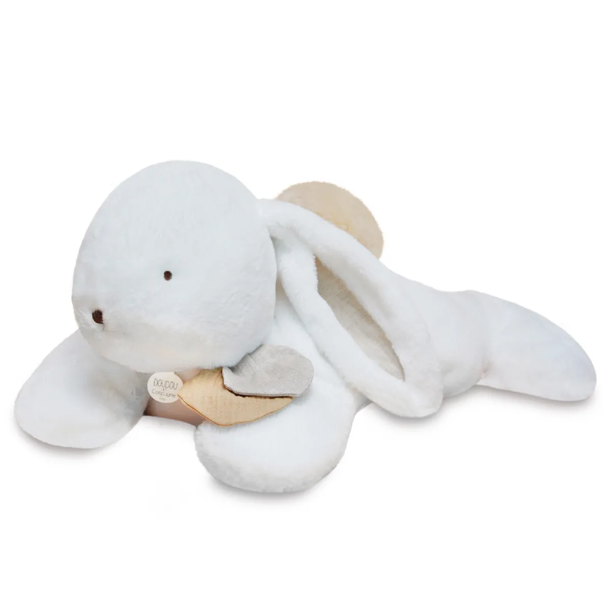 Peluche Lapin Polyester 80 Cm Collection Happy Wild Blanc/beige