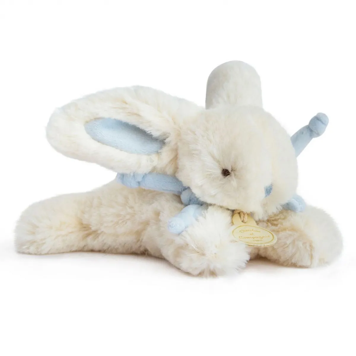 Doudou Lapin 16 Cm Polyester Collection Lapin Bonbon Blanc/bleu