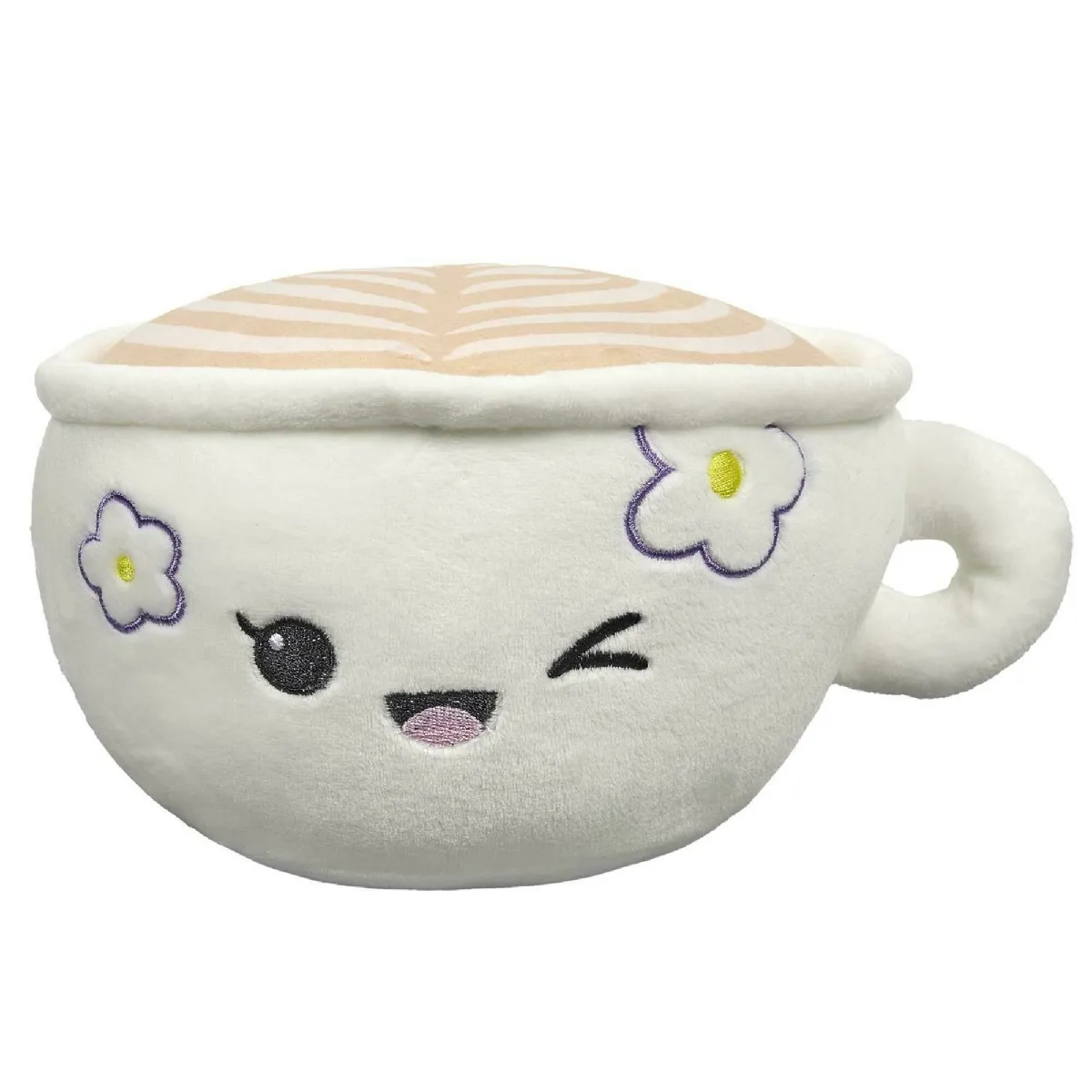 Peluche En Polyester Forme Tasse De Café Collection Kawaii Blanc