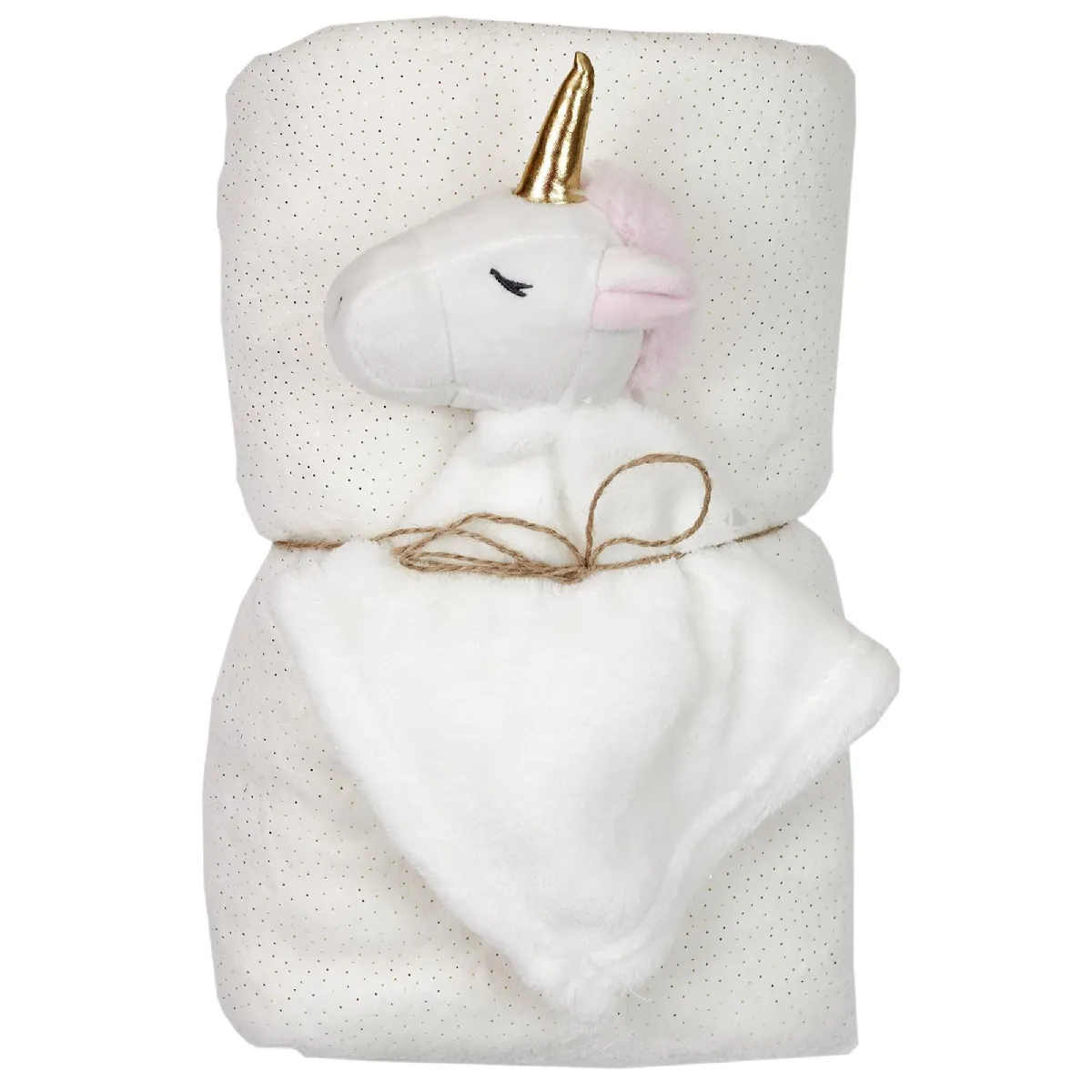 Peluche Licorne Blanche 20cm Avec Plaid 75x100 Cm Collection Little Candy Blanc