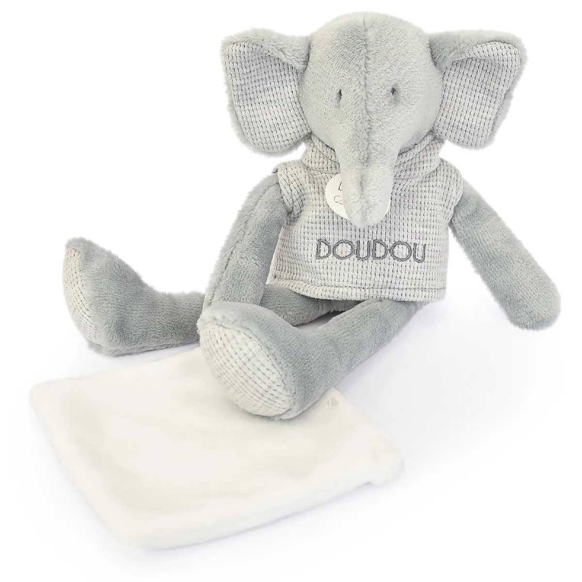 Doudou Éléphant Polyester 25 Cm Collection Sweety Doudou Gris/blanc