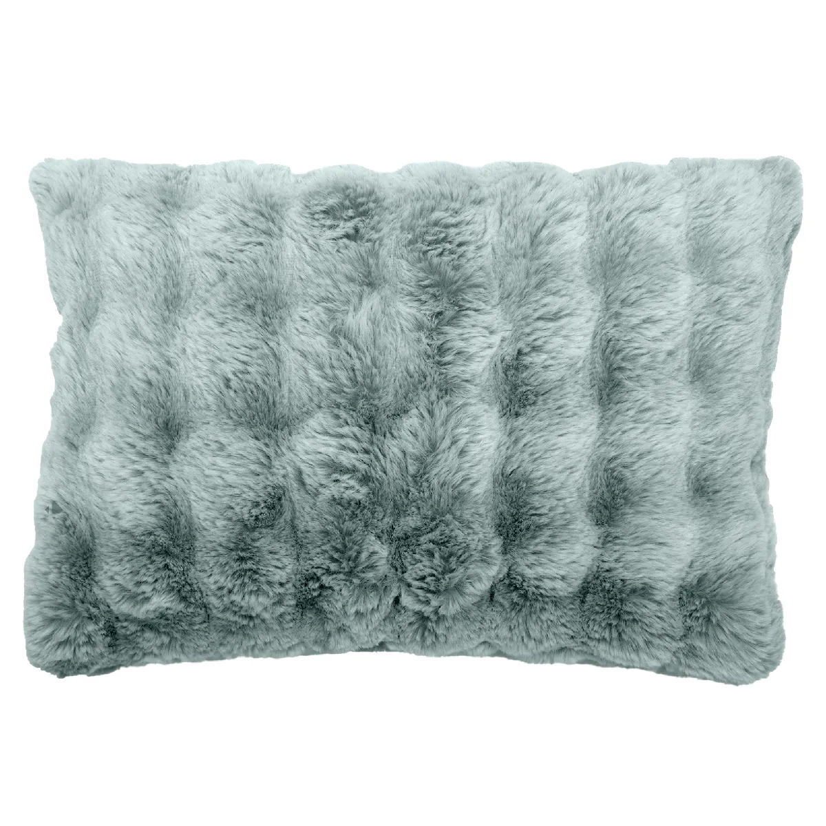 Housse De Coussin Fausse Fourrure 55x80 Cm Astrakan Bleu Glacier