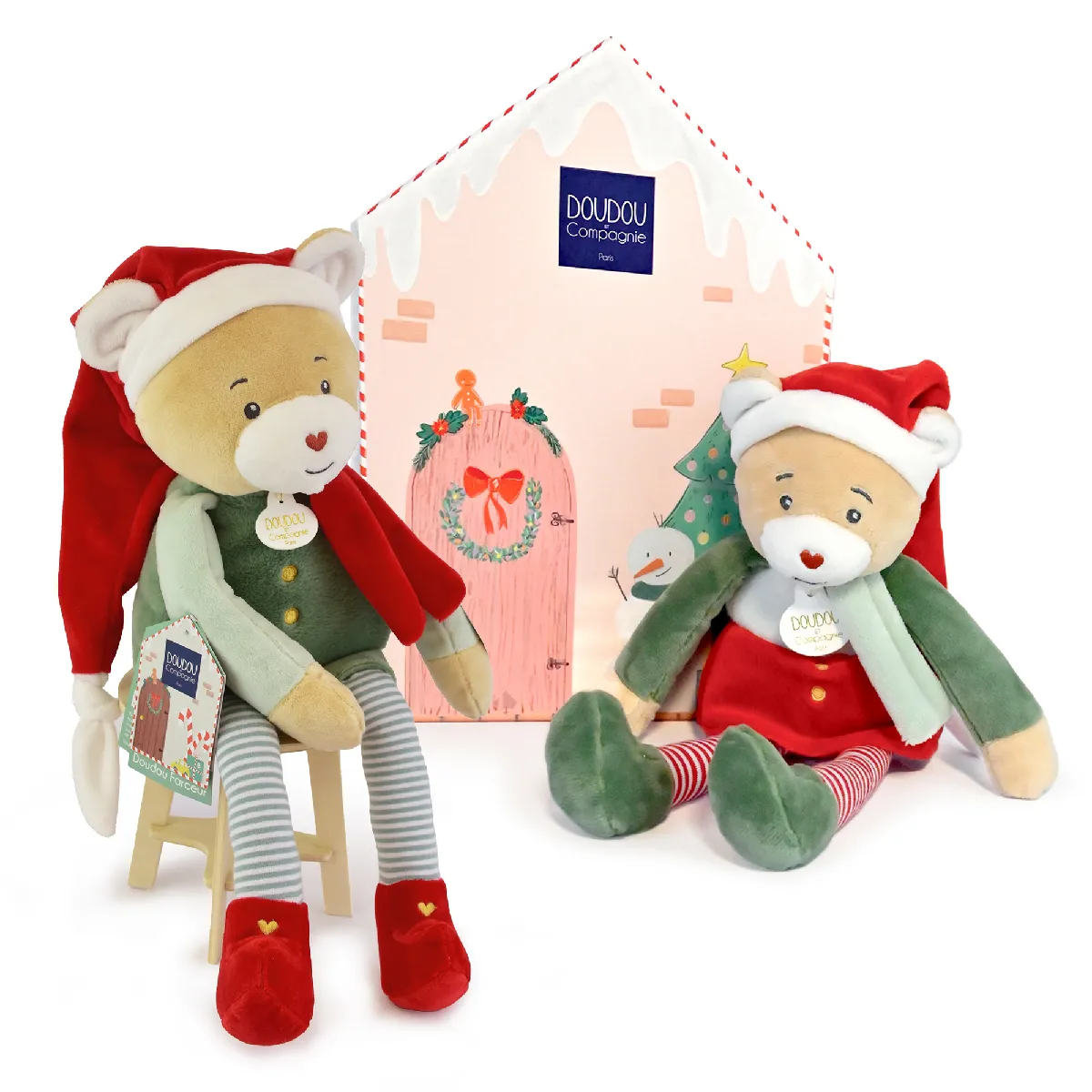 Duo Cannelle Et Cotillon Collection Doudou Farceur Rouge Et Vert