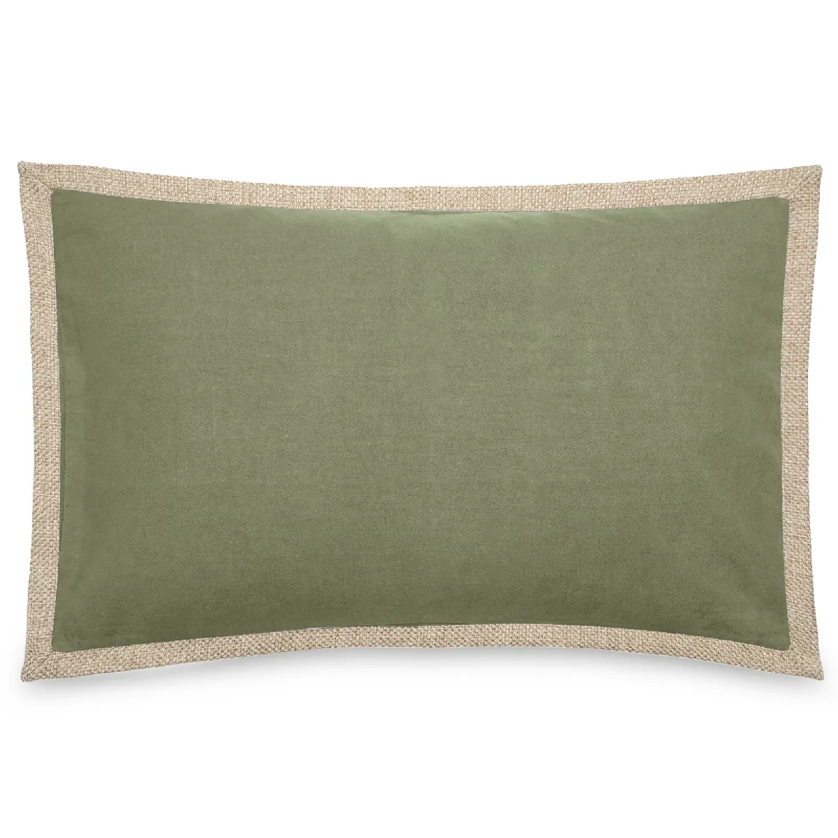 Housse De Coussin Coton Et Lin 55x80 Cm Luzia Finition Volant En Jute Vert Mousse