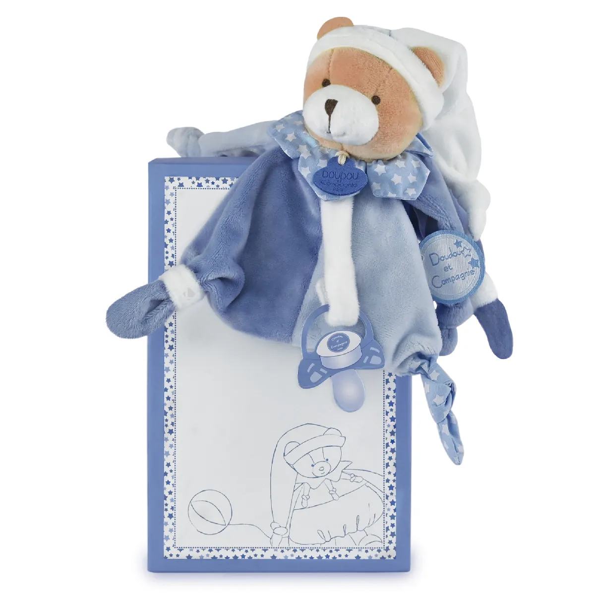 Doudou Sucette 17 Cm Polyester Collection Petit Chou Ours Bleu