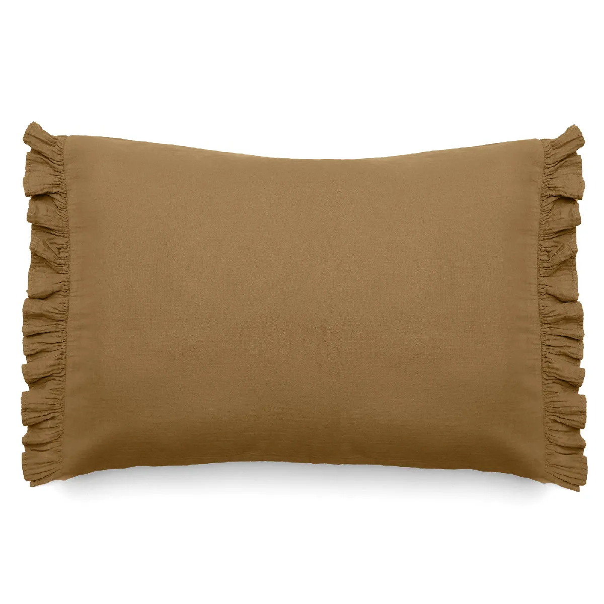 Housse De Coussin En Mousseline De Coton 55x80 Elza Marron Foin