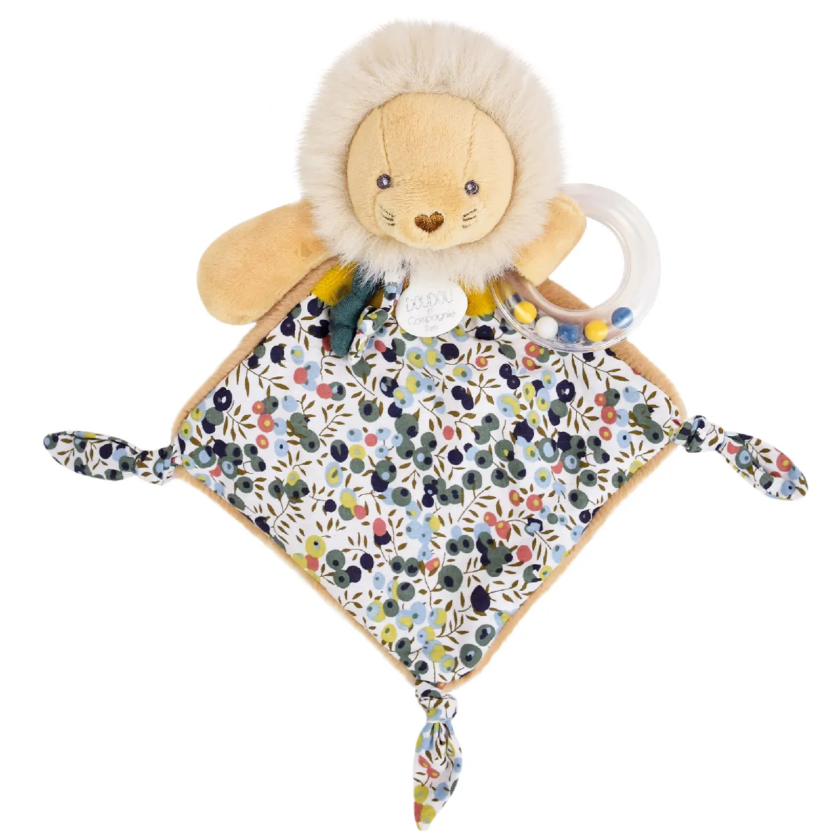 Doudou Hochet 22 Cm Polyester Boh'aime Lion Jaune Multicolore