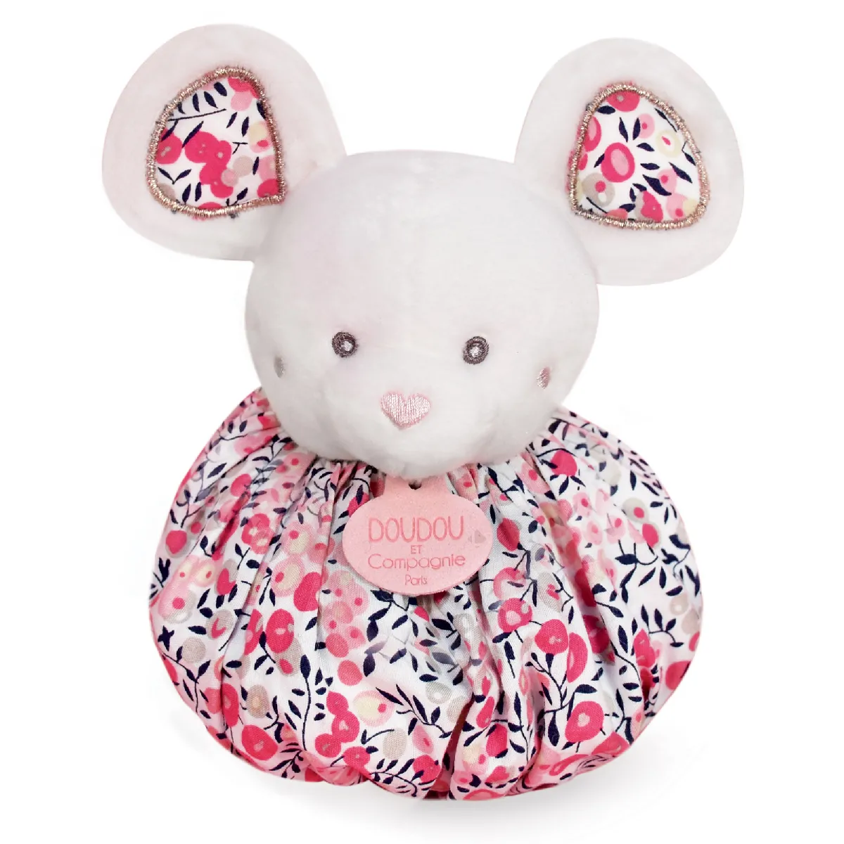 Doudou Boule 25 Cm Polyester Collection Les Petits Futés Souris Rose