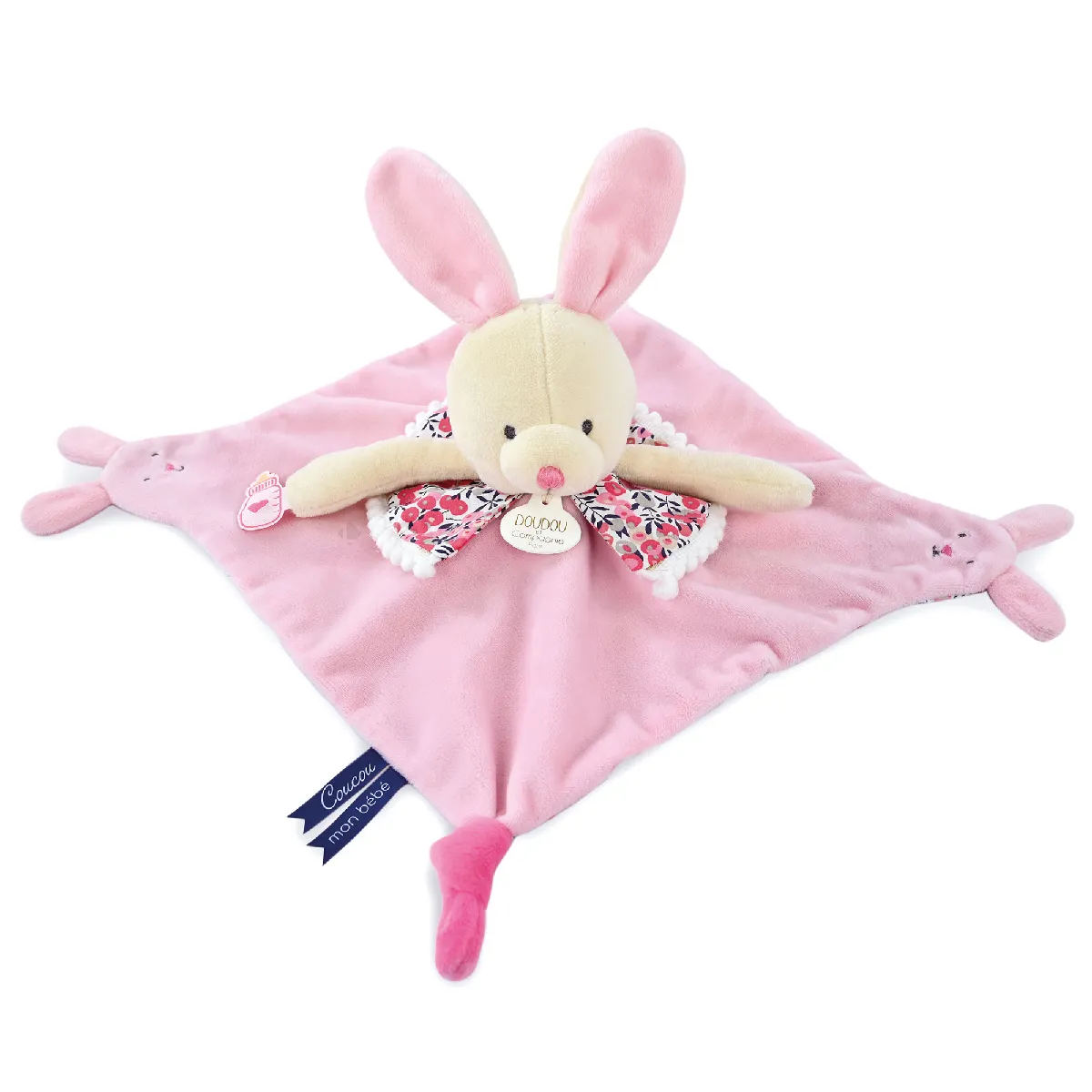 Doudou Marionnette 30 Cm Polyester Les Petits Futés Lapin Rose