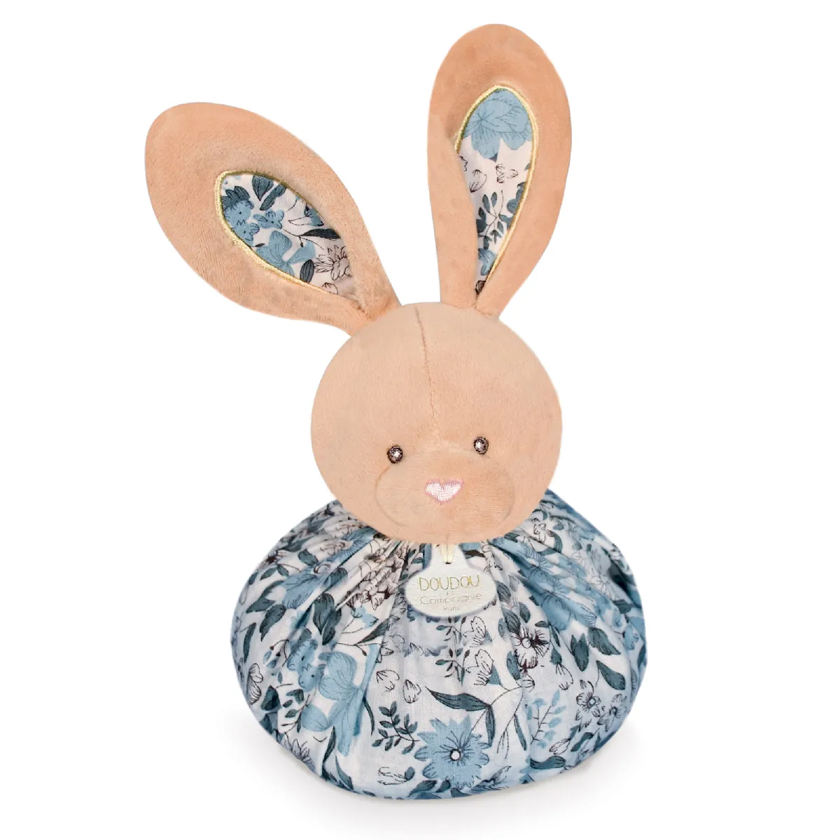 Doudou Boule 25 Cm Polyester Collection Les Petits Futés Lapin Bleu
