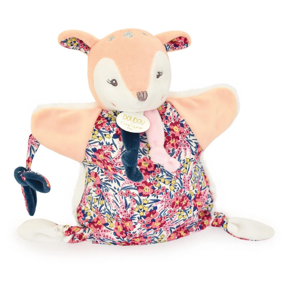 Doudou Marionnette 25 Cm Polyester Boh'aime Faon Rose Multicolore