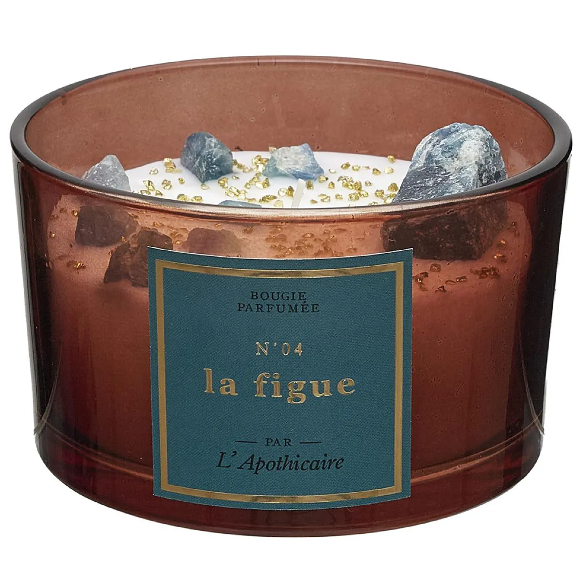 Bougie Parfumée Avec Pierres 18h L'apothicaire À La Cire De Paraffine Senteur Figue