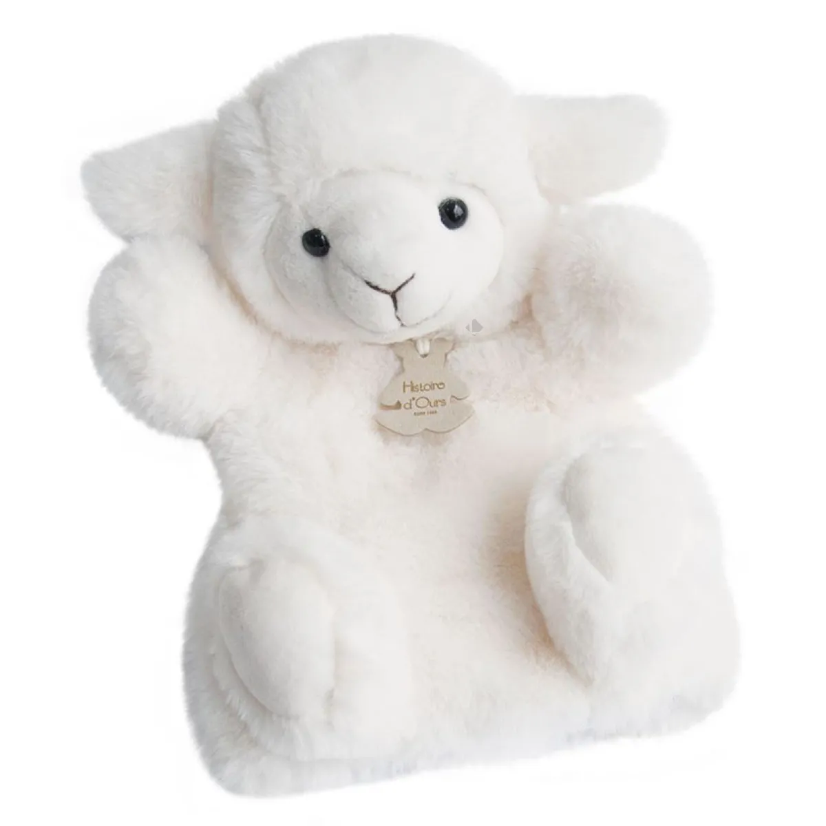 Doudou Marionnette 25 Cm Polyester Douce Marionnette Agneau Blanc