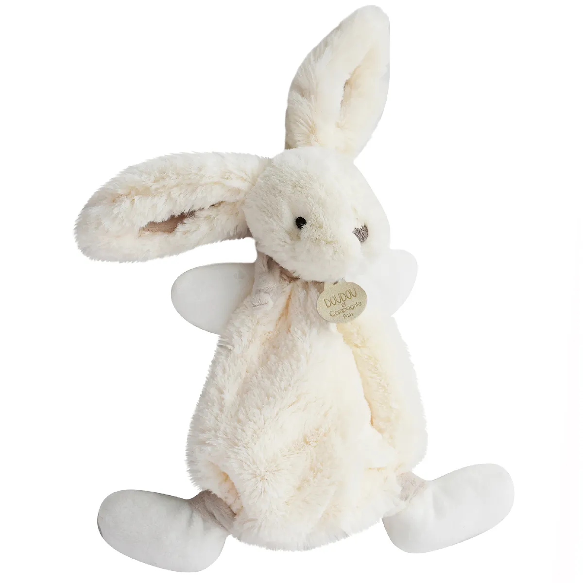 Doudou Lapin Plat 26 Cm Polyester Collection Lapin Bonbon Blanc/beige Taupe