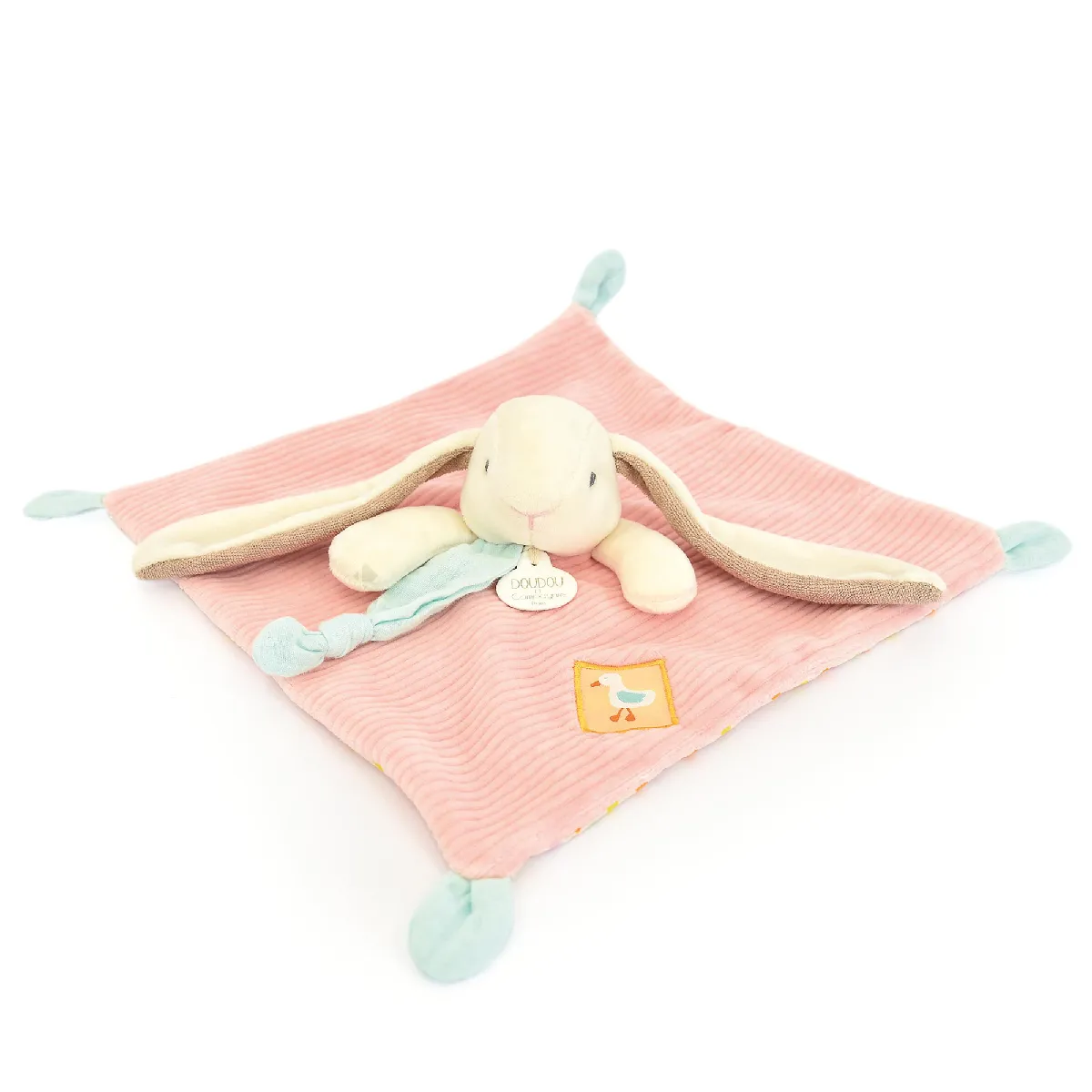 Doudou Plat Lapin Ciboulette 27 Cm Polyester Collection Dans Mon Jardin Rose