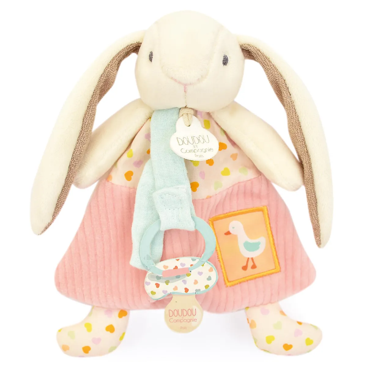 Doudou Attache-sucette Lapin Ciboulette 19 Cm Polyester Collection Dans Mon Jardin R