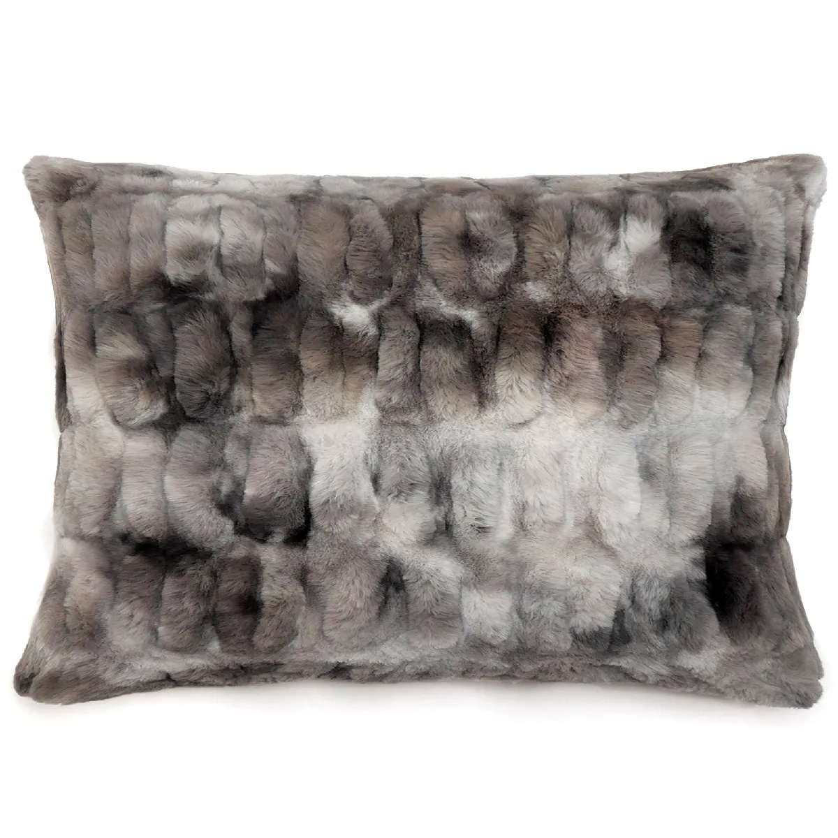 Coussin 55x75 Cm Zibeline En Fausse Fourrure Gris Angora