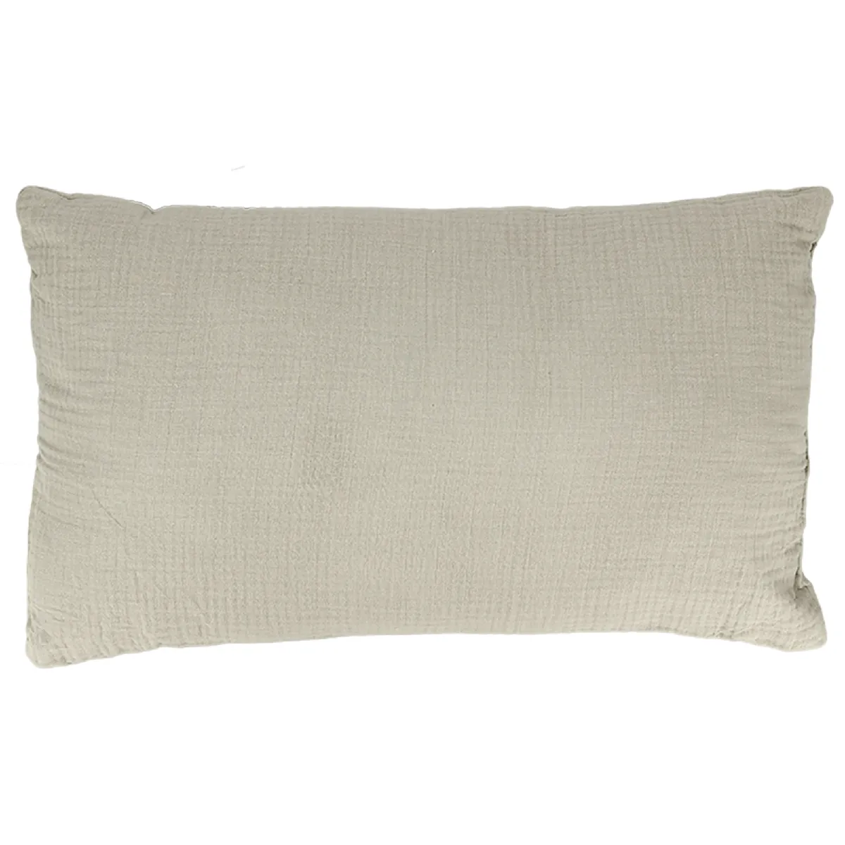 Coussin 30x50 Cm Double Gaze De Coton Gaze & Sherpa Beige Galet