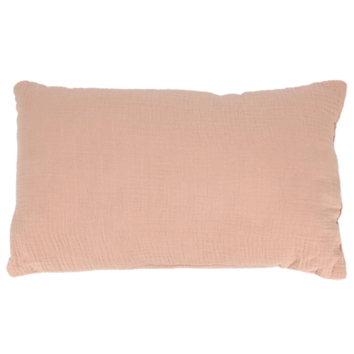 Coussin 30x50 Cm Double Gaze De Coton Gaze & Sherpa Rose Pêche