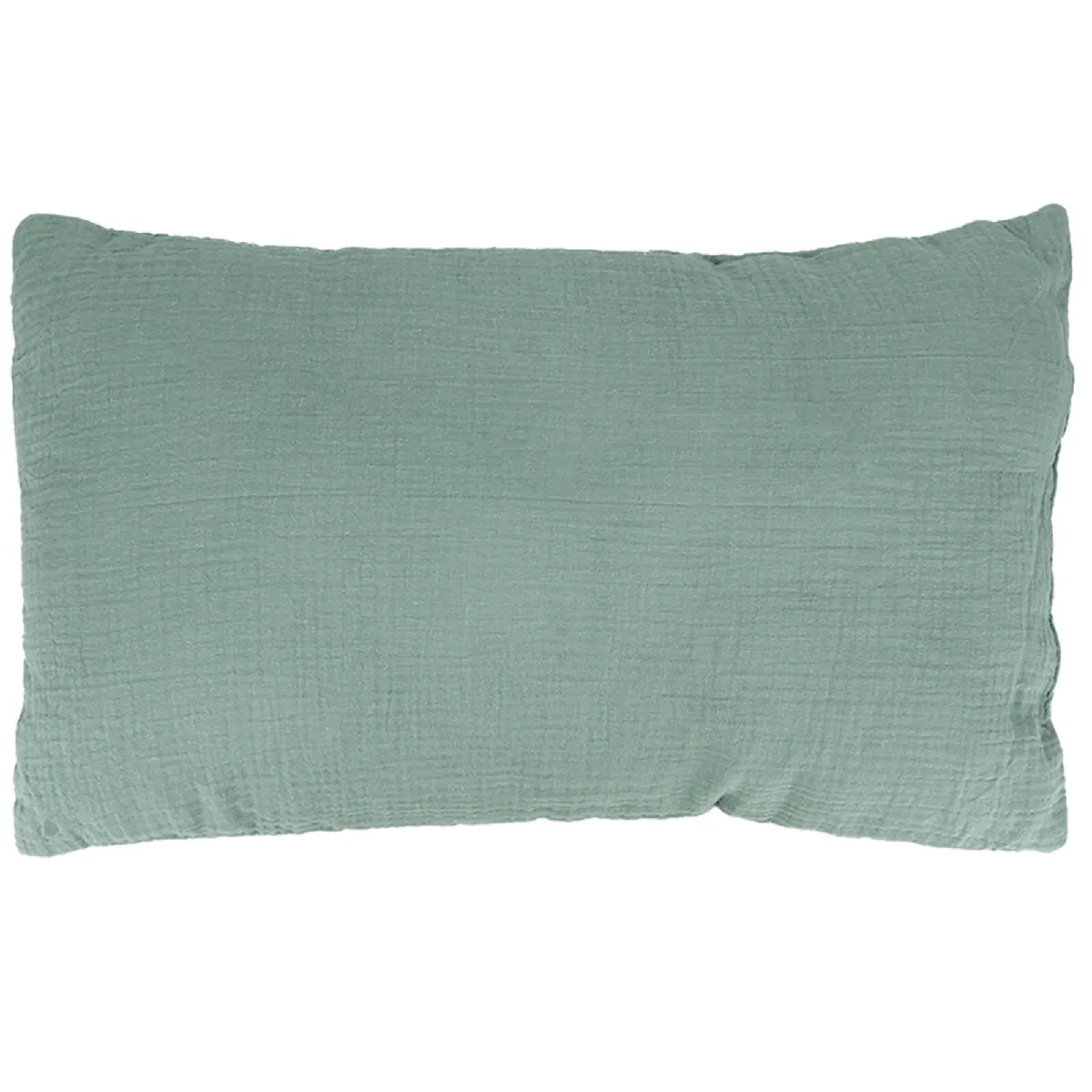 Coussin 30x50 Cm Double Gaze De Coton Gaze & Sherpa Vert Amande