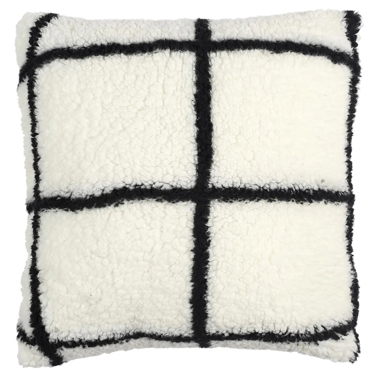 Coussin Polyester 40x40 Cm Collection Ninon À Carreaux Blanc Et Noir