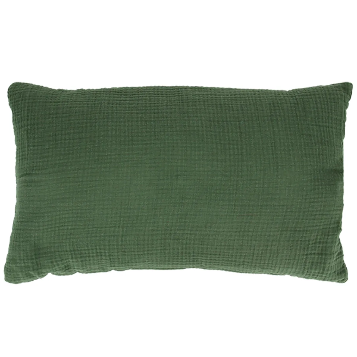 Coussin 30x50 Cm Double Gaze De Coton Gaze & Sherpa Vert Kaki
