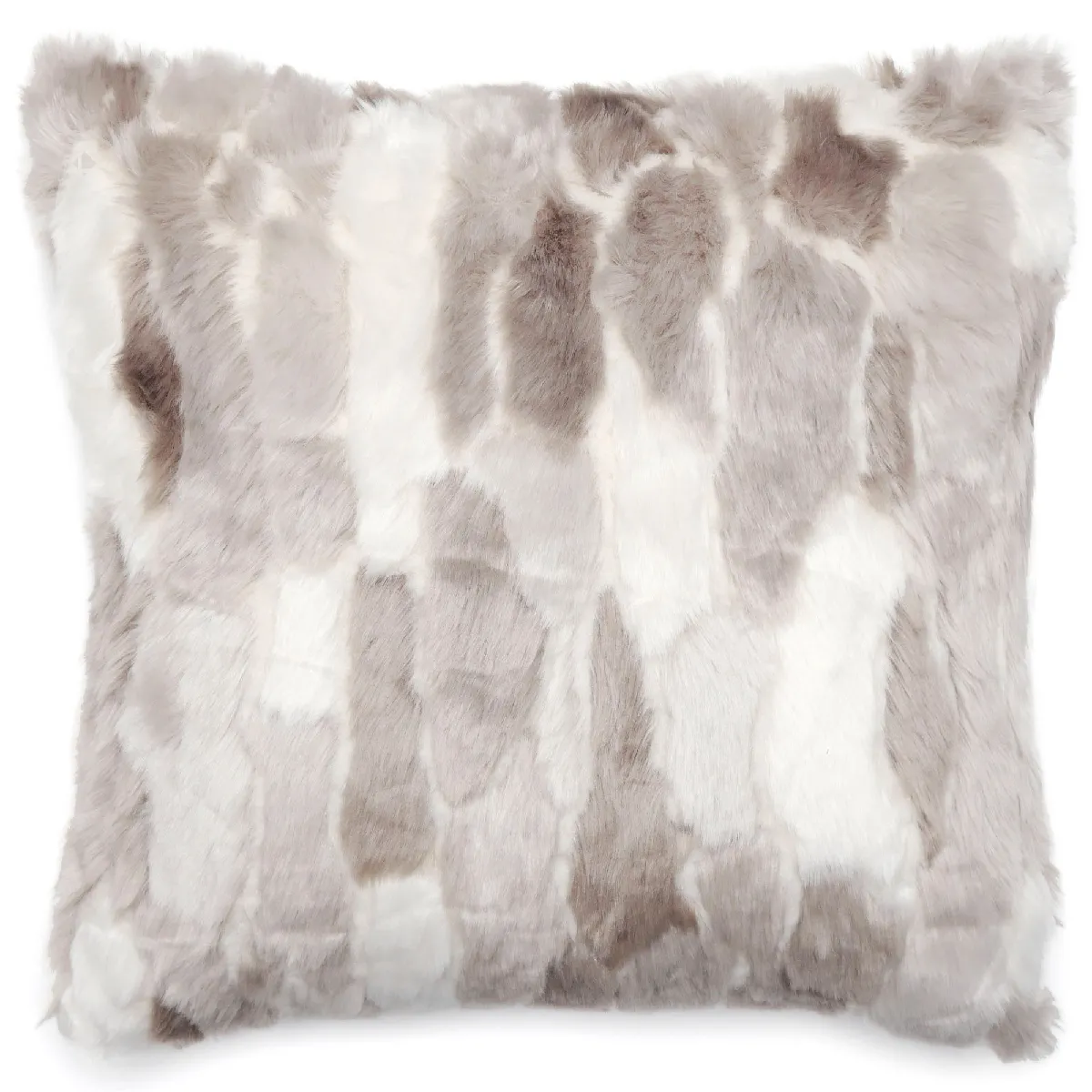 Coussin 45x45 Cm Lynx Fausse Fourrure Doublée Velours Beige