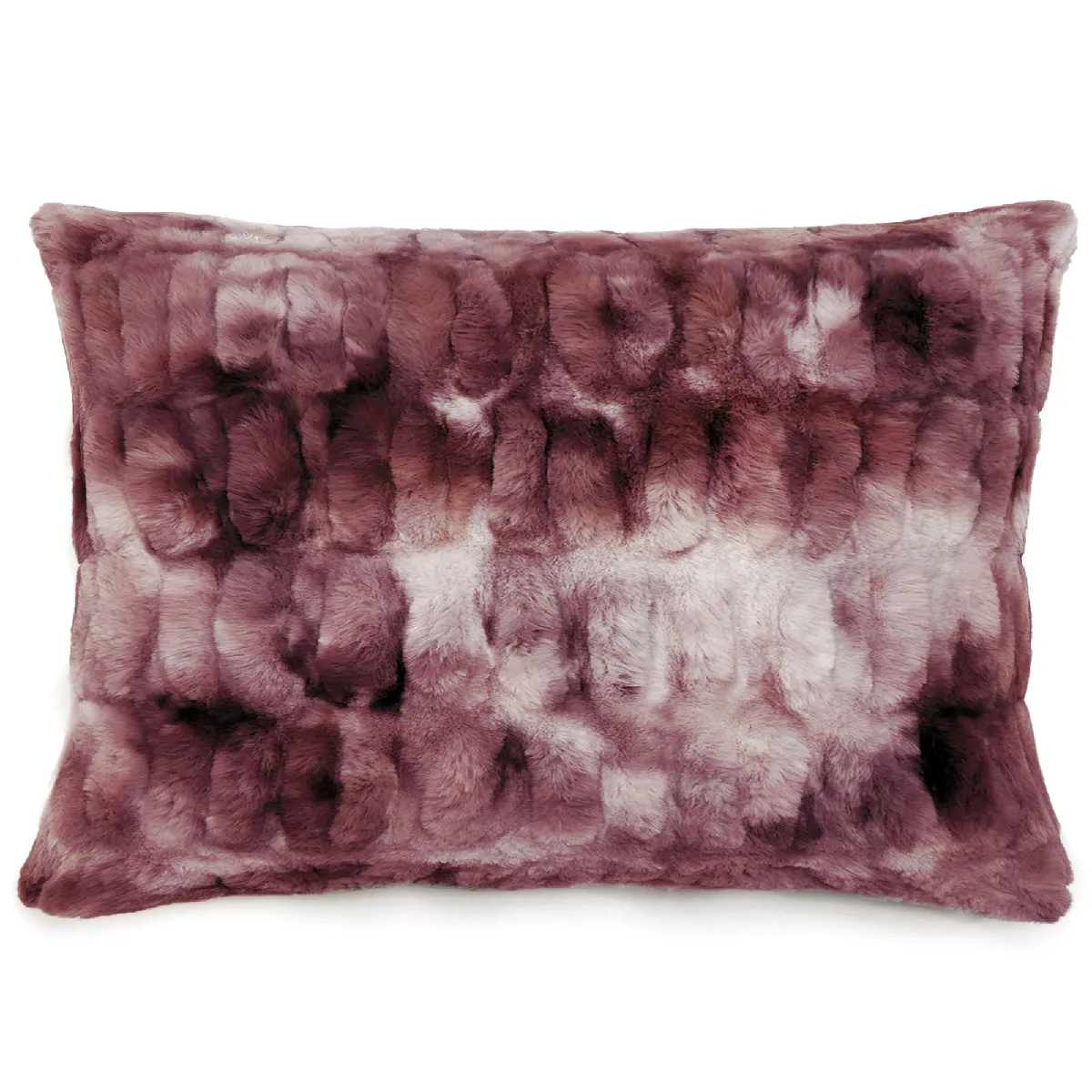 Coussin 55x75 Cm Zibeline En Fausse Fourrure Rose Prune