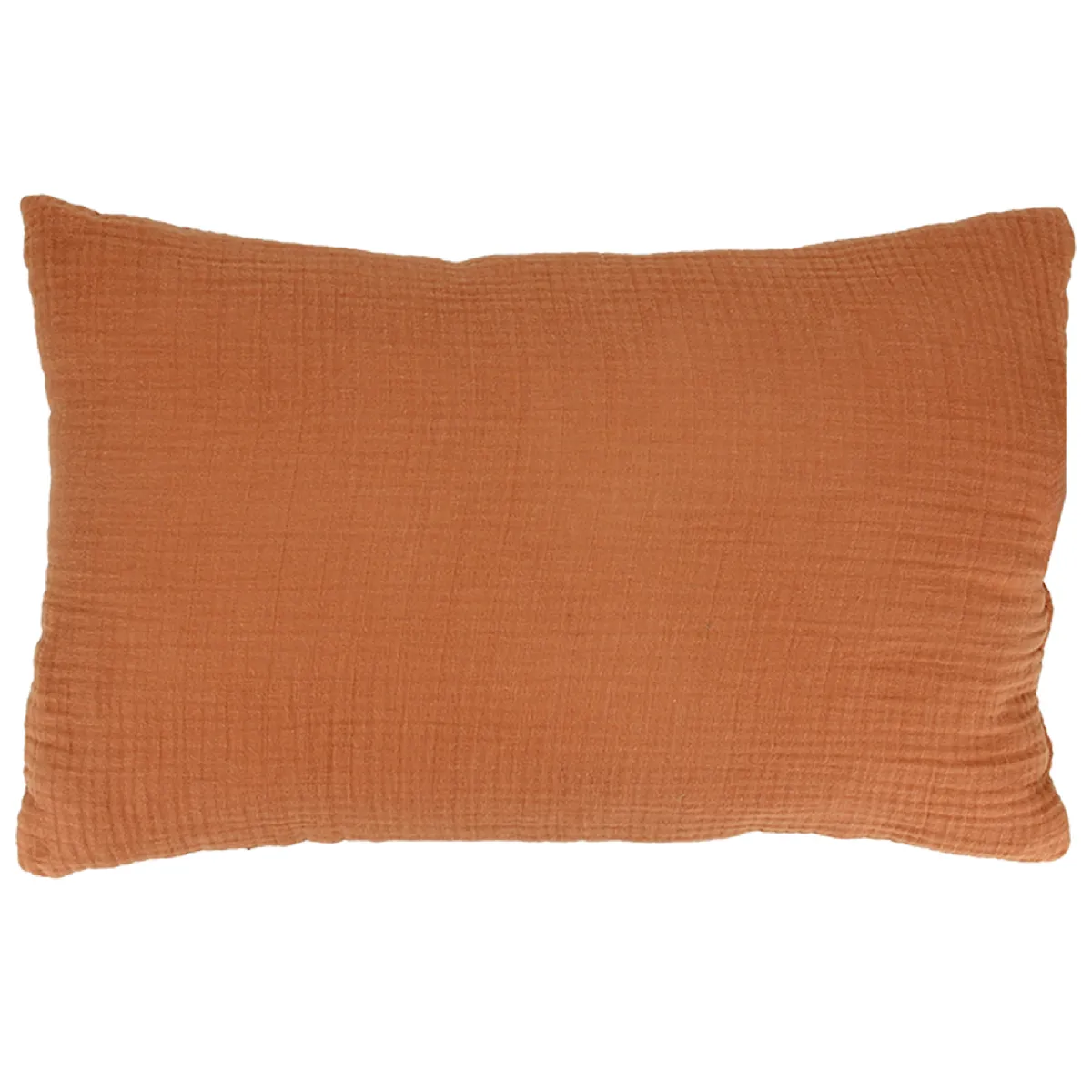 Coussin 30x50 Cm Double Gaze De Coton Gaze & Sherpa Marron Caramel