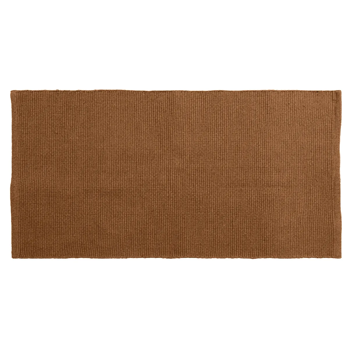 Tapis Rectangulaire 70x140 Cm Pur Coton Moorea Marron Terre Cuite