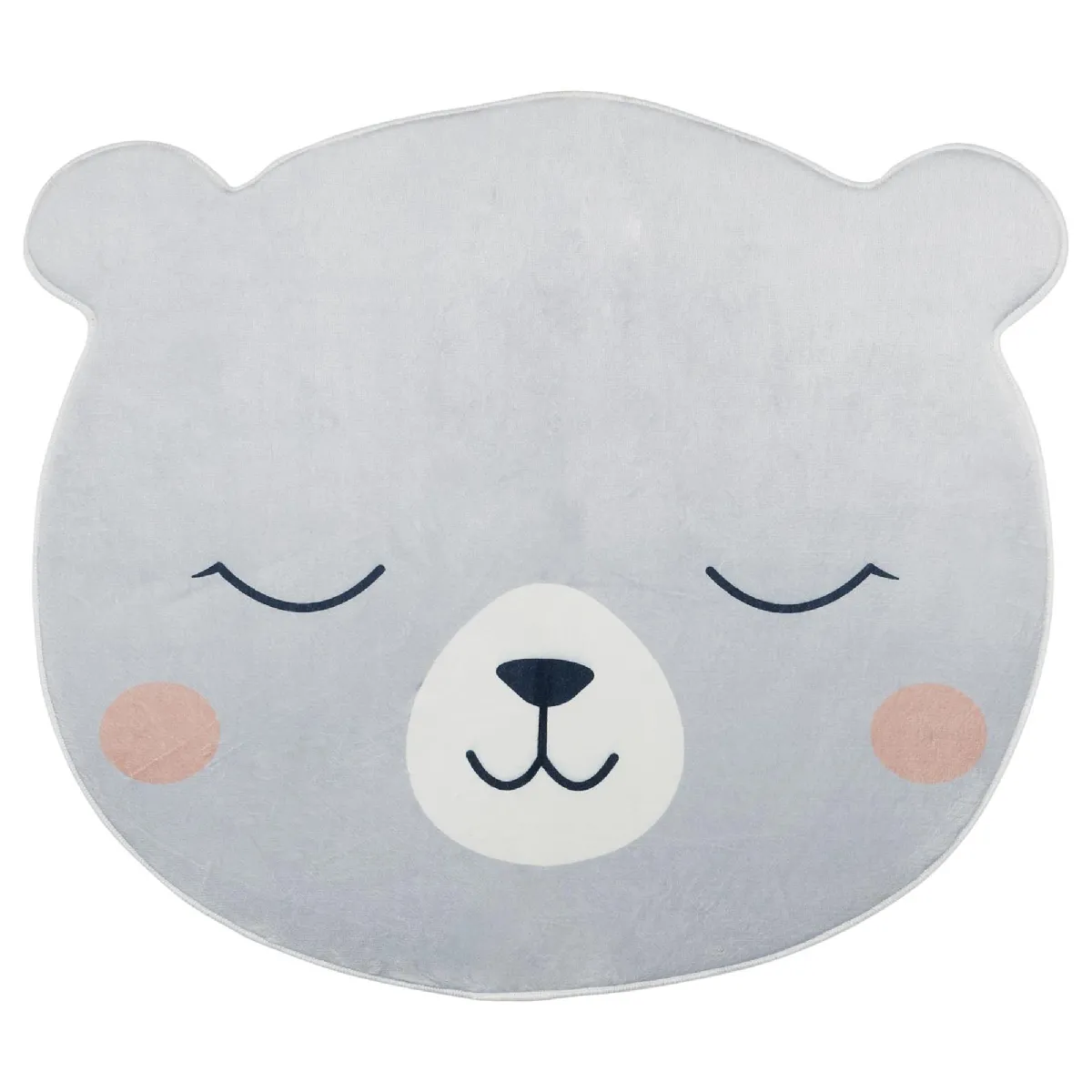 Tapis Pour Enfant Ovale 80 Cm 100% Polyester Fuji Tête D'ourson Gris