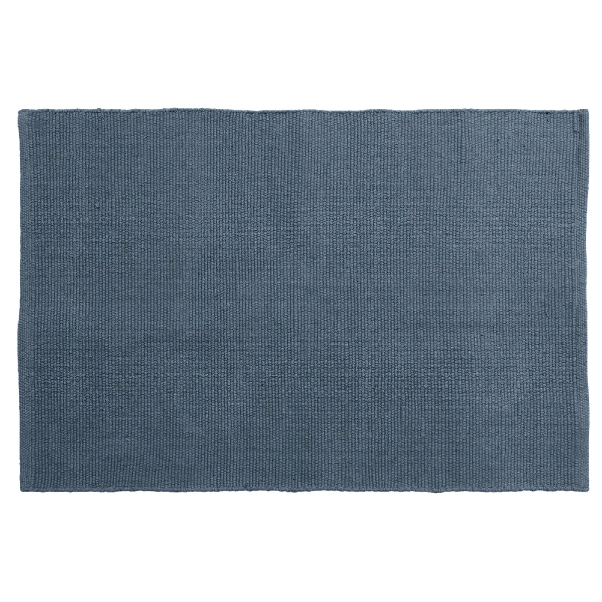 Tapis Rectangulaire 60x90 Cm Pur Coton Collection Moorea Bleu Ardoise