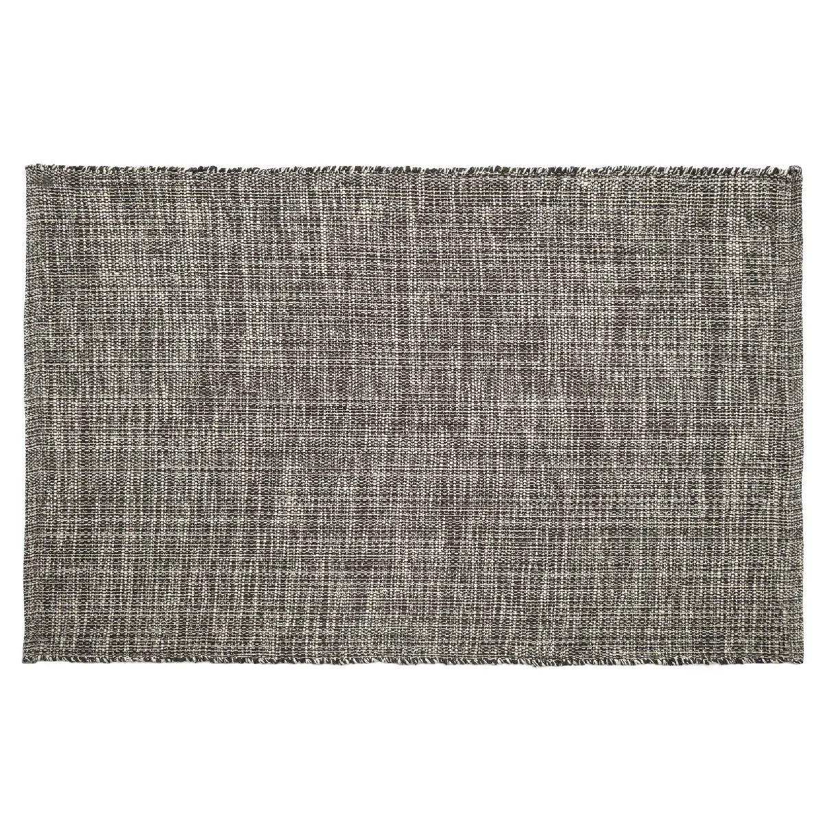 Tapis Rectangulaire 60x90 Cm Pur Coton Collection Moorea Noir Granit