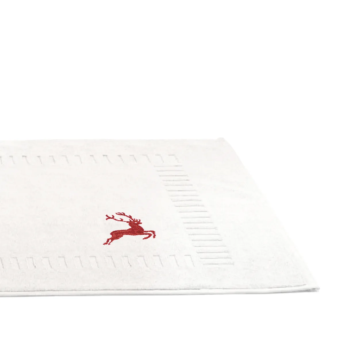 Tapis De Bain 50x70 Cm Hirsh Blanc Rouge 700g/m2