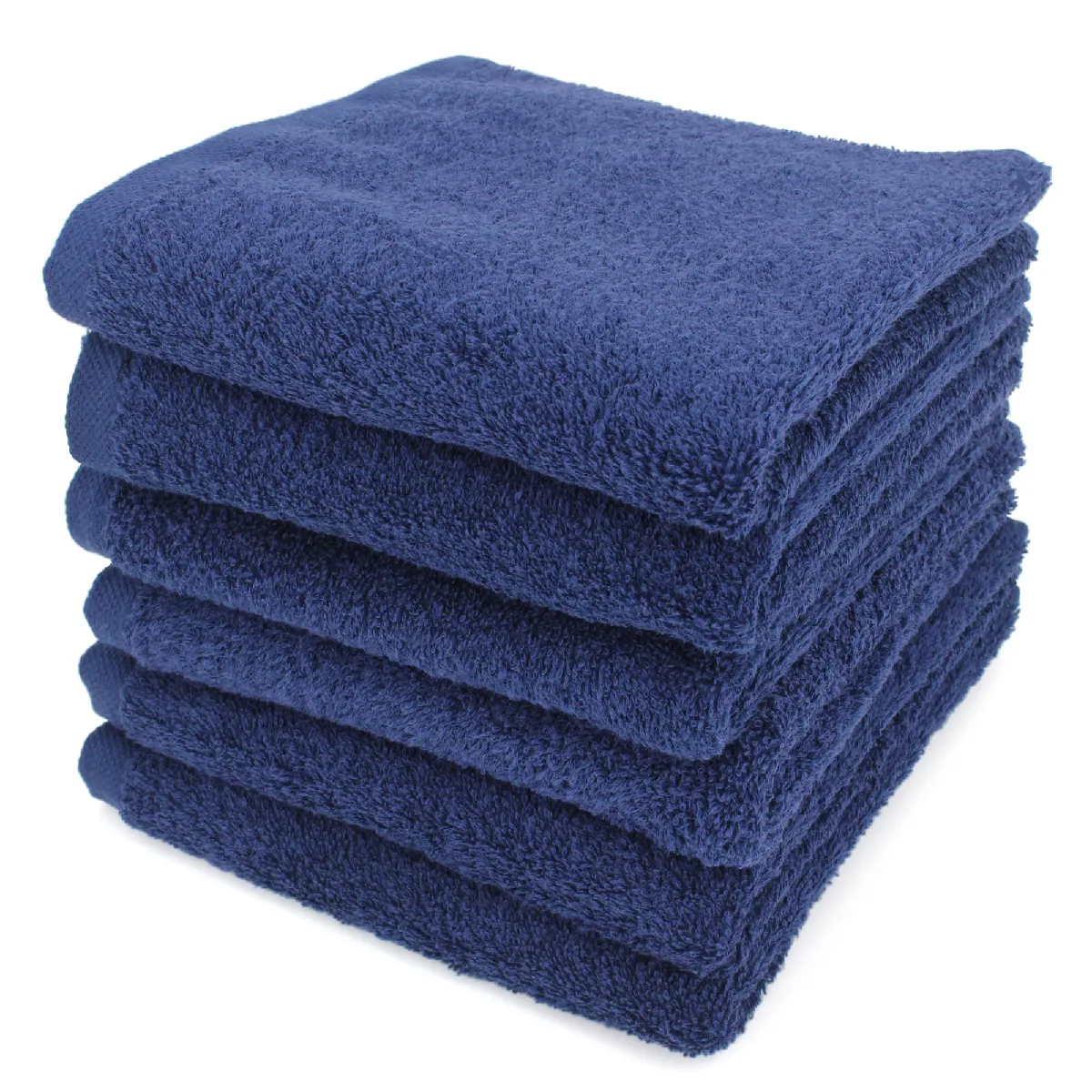 Lot De 6 Serviettes De Toilette 50x90 Cm Alpha Bleu Marine