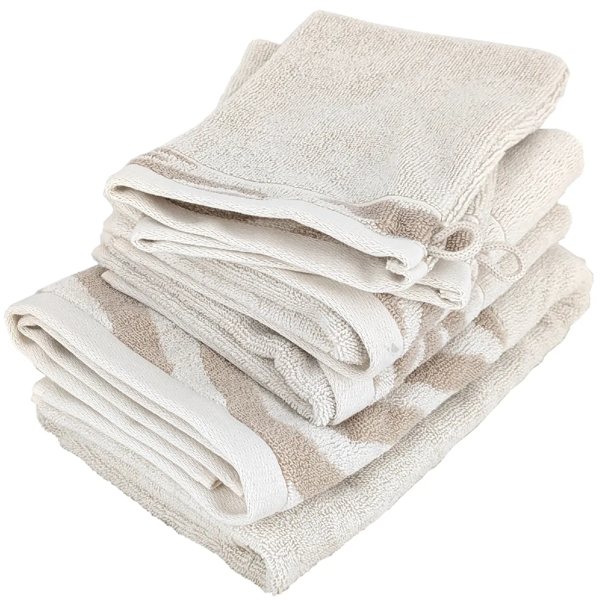 Parure De Bain Par 4 Zebra Soft Uni Bord Zèbre Beige