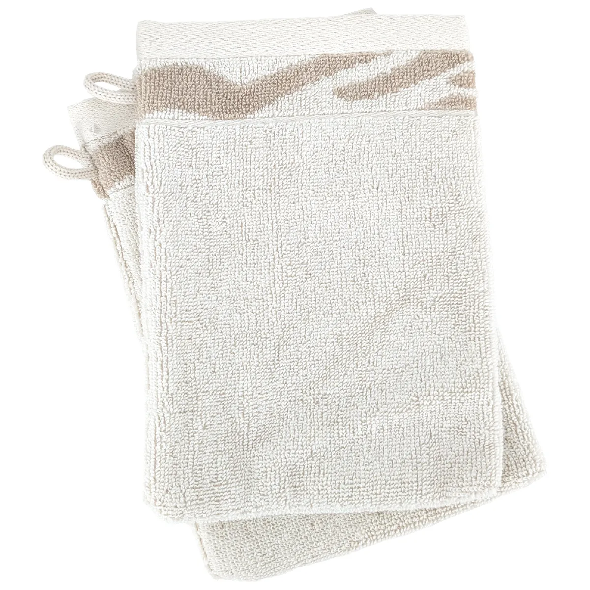 Lot De 2 Gants De Toilette Zebra Soft Uni Bord Zèbre Beige