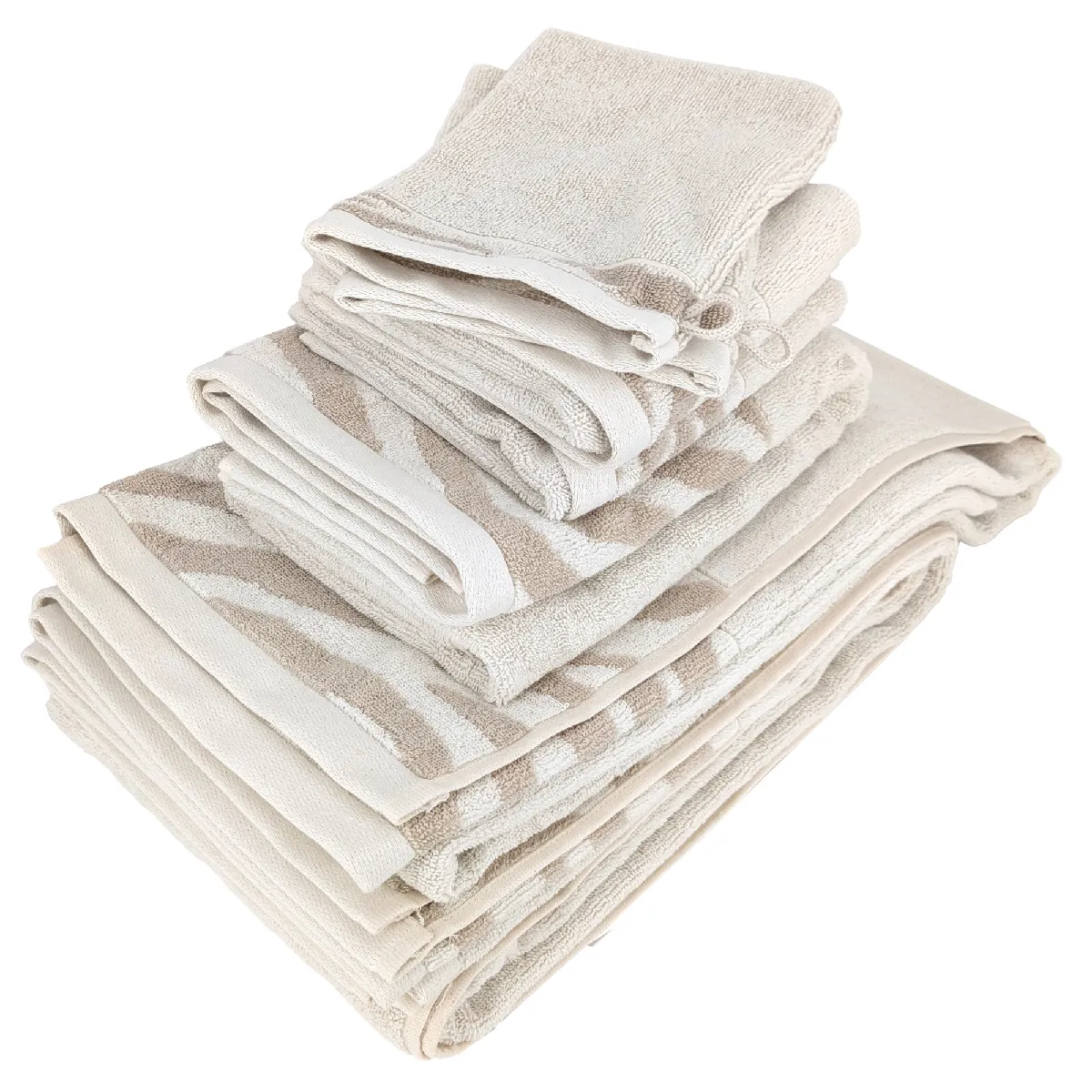 Parure De Bain Par 7 Zebra Soft Uni Bord Zèbre Beige