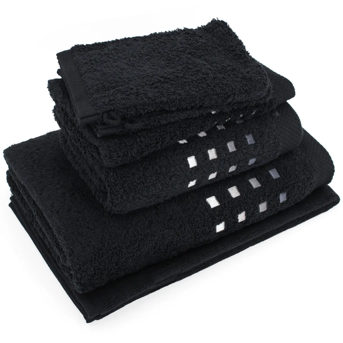 Linnea Pure Squares Noir Coton 6 Pièce(s)