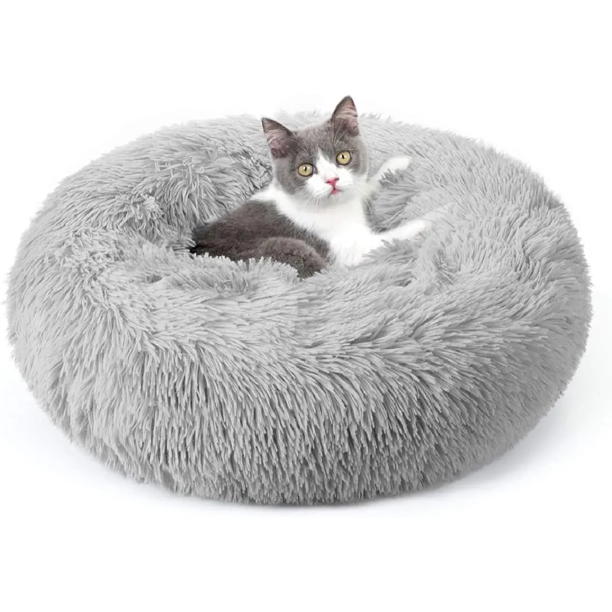 Panier Rond Chien Coussin Chat 50 Cm Gris